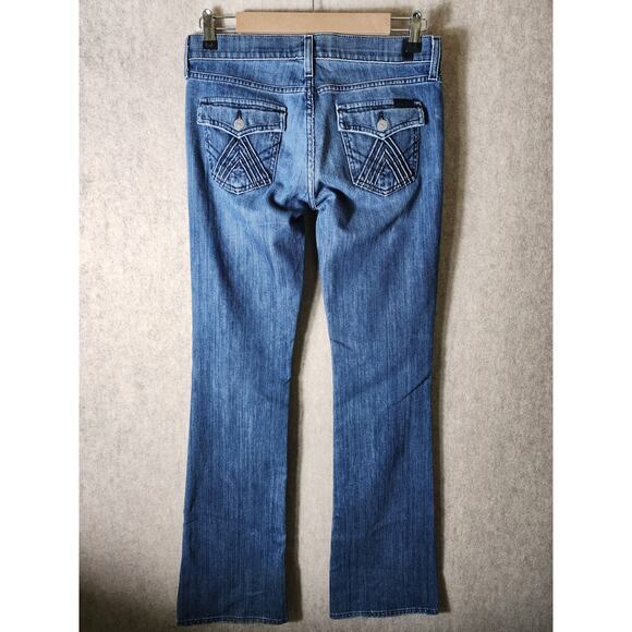 SEVEN7 FOR ALL MANKIND Medium Wash Low-Rise Stretch Bootcut Jeans SZ 27 - Picture 2 of 12